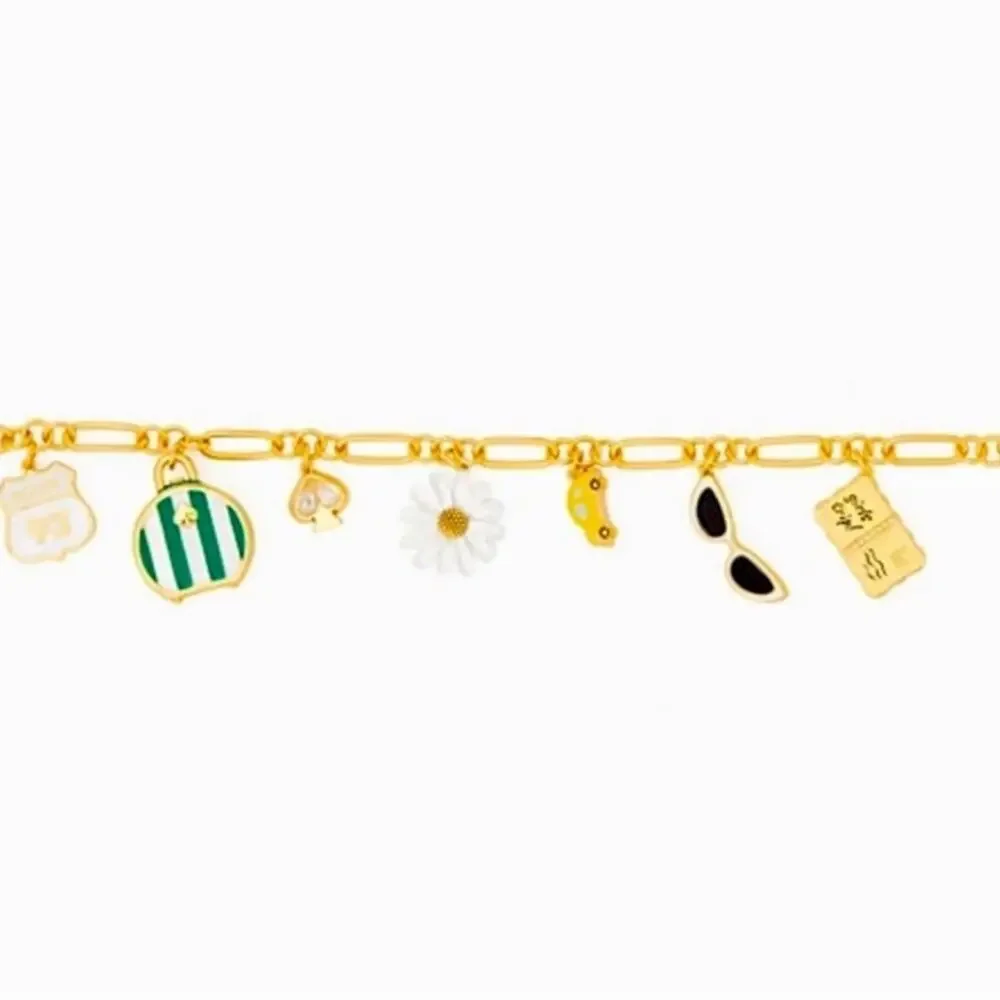 Kate Spade Gold off we go travel charm bracelet NWT -Dust Bag Included